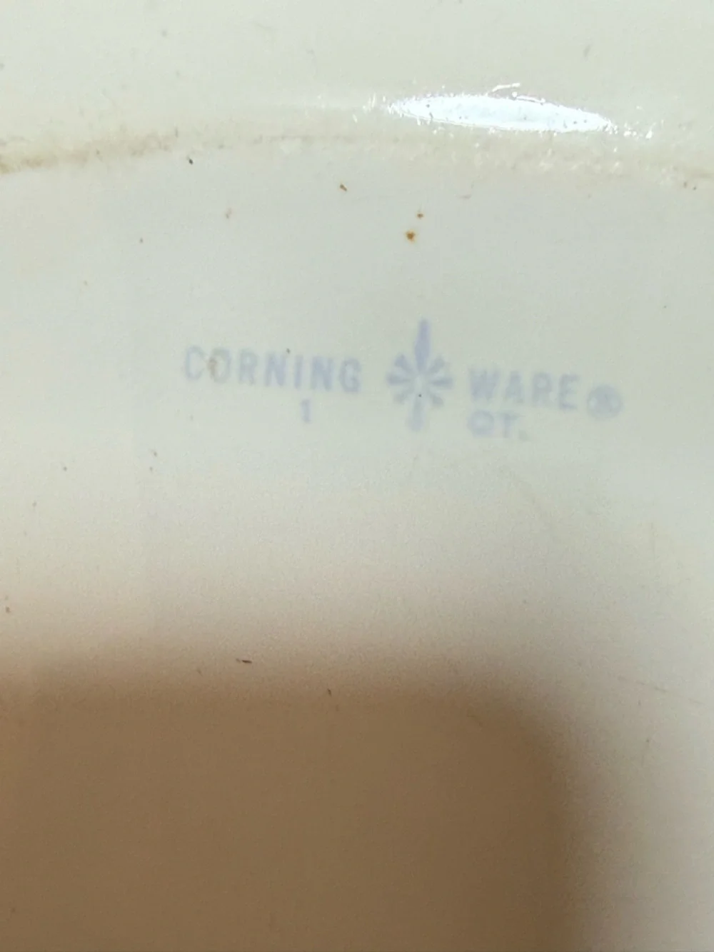 Corningware White Dish with Light‎ Blue Logo